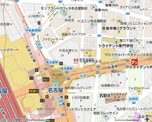 名古屋駅前支店付近の地図